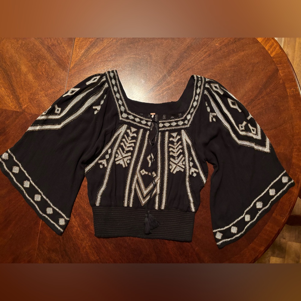 Free People beaded and embroidered blouse
